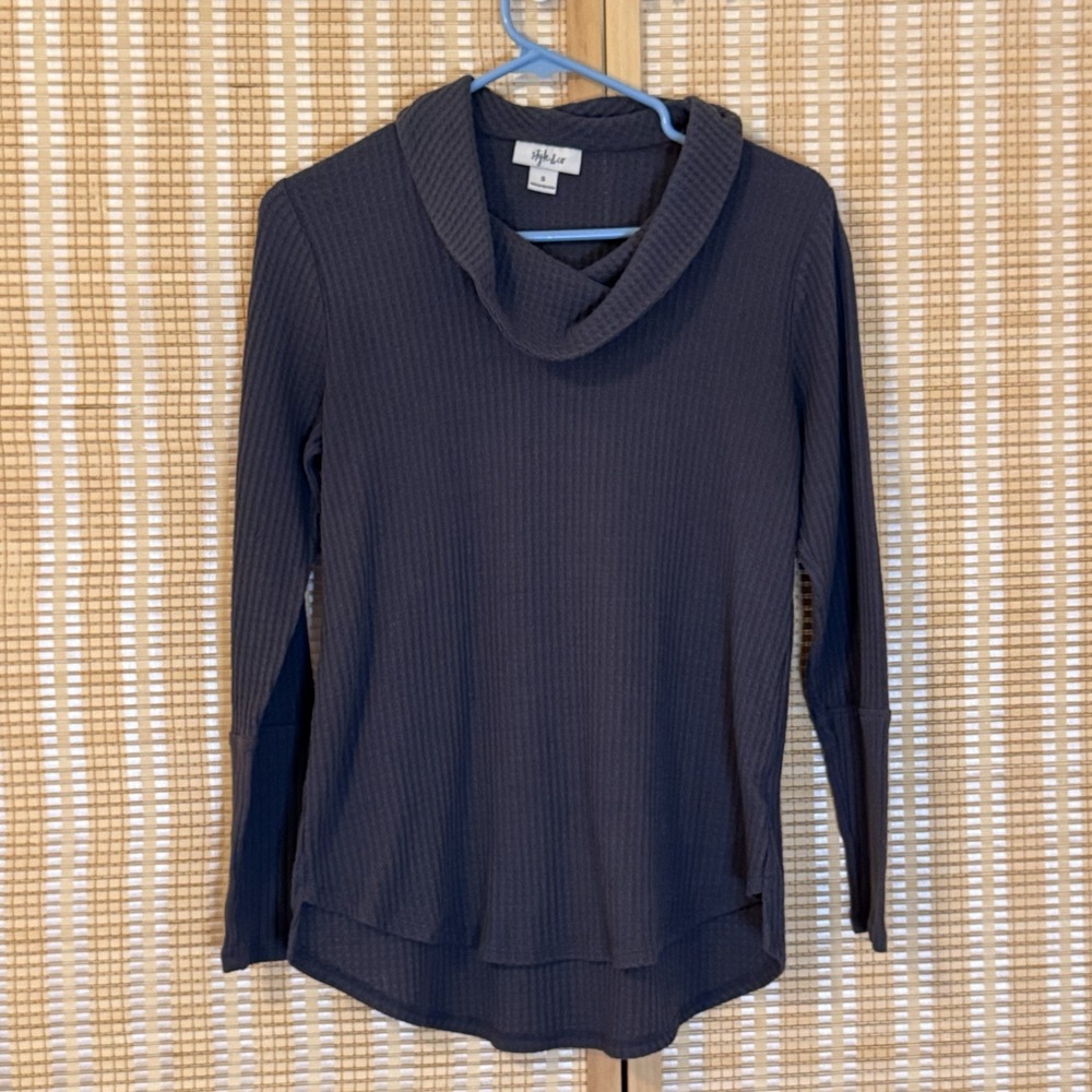 Style & Co Womens S Sweater Gray Cowl Neck Base Layer Minimalist Office Western